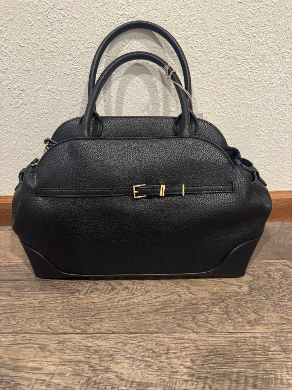 Classic Black Structured Tote Bag with Gold Accent NWT.